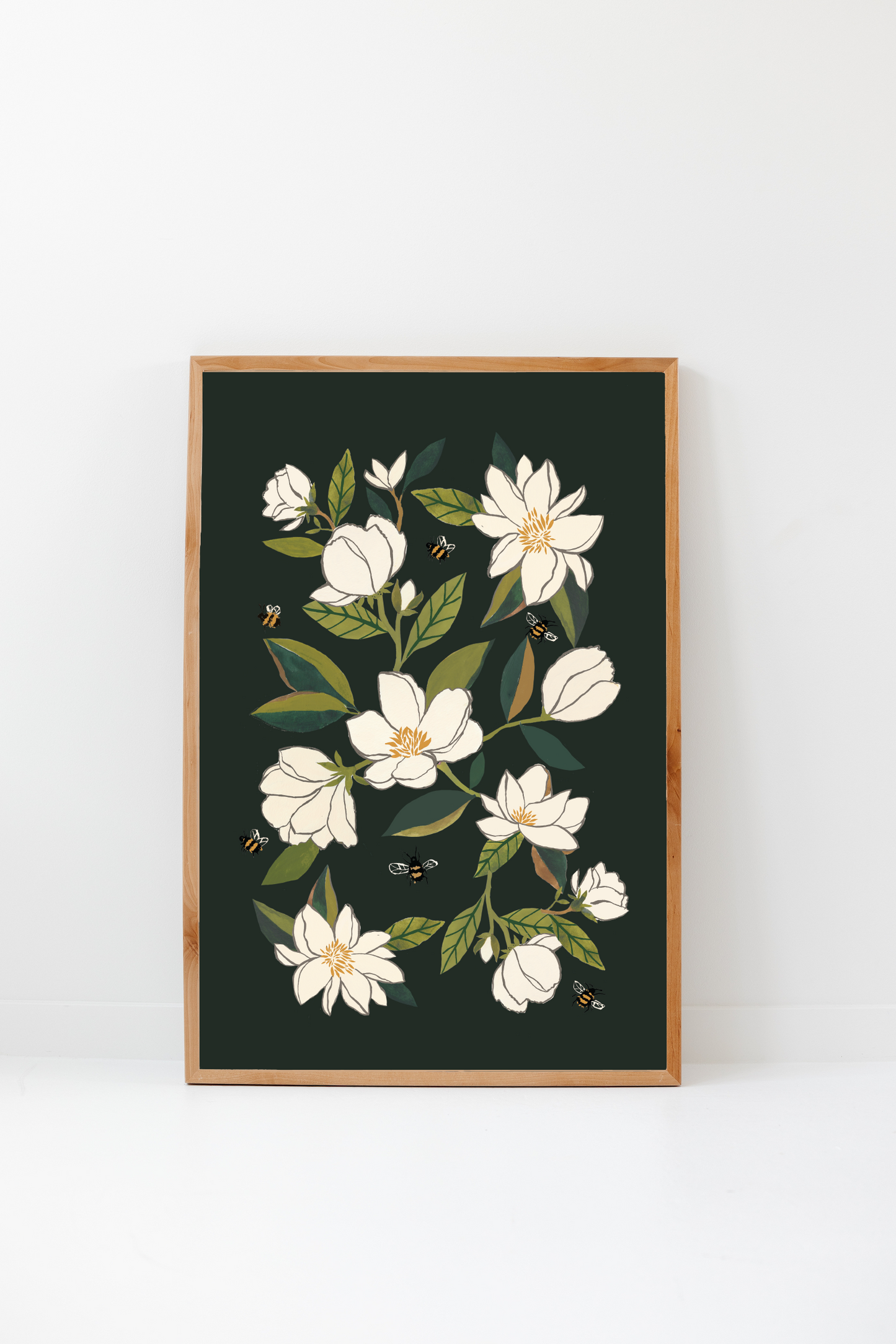 Magnolia and Bumblebees Art