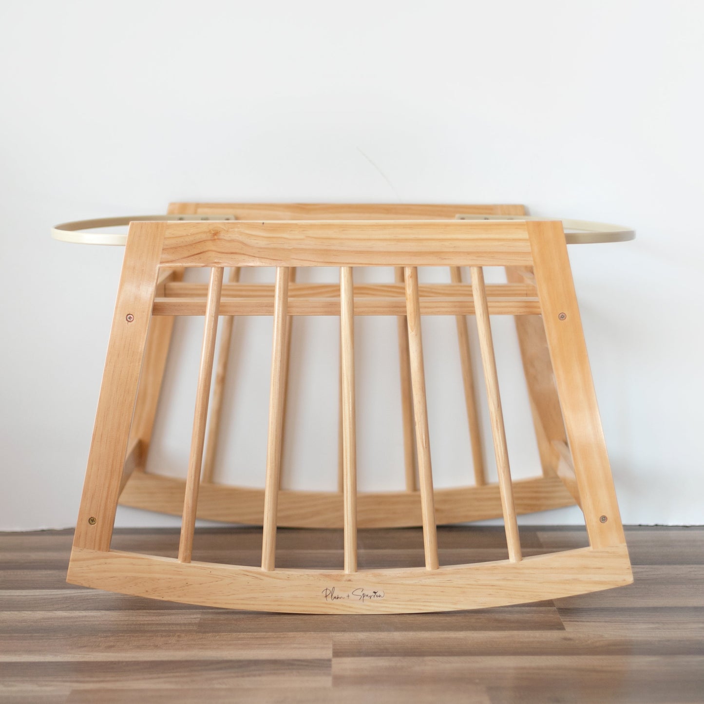Modern Rocking Moses Bassinet Stand with Brake in Natural
