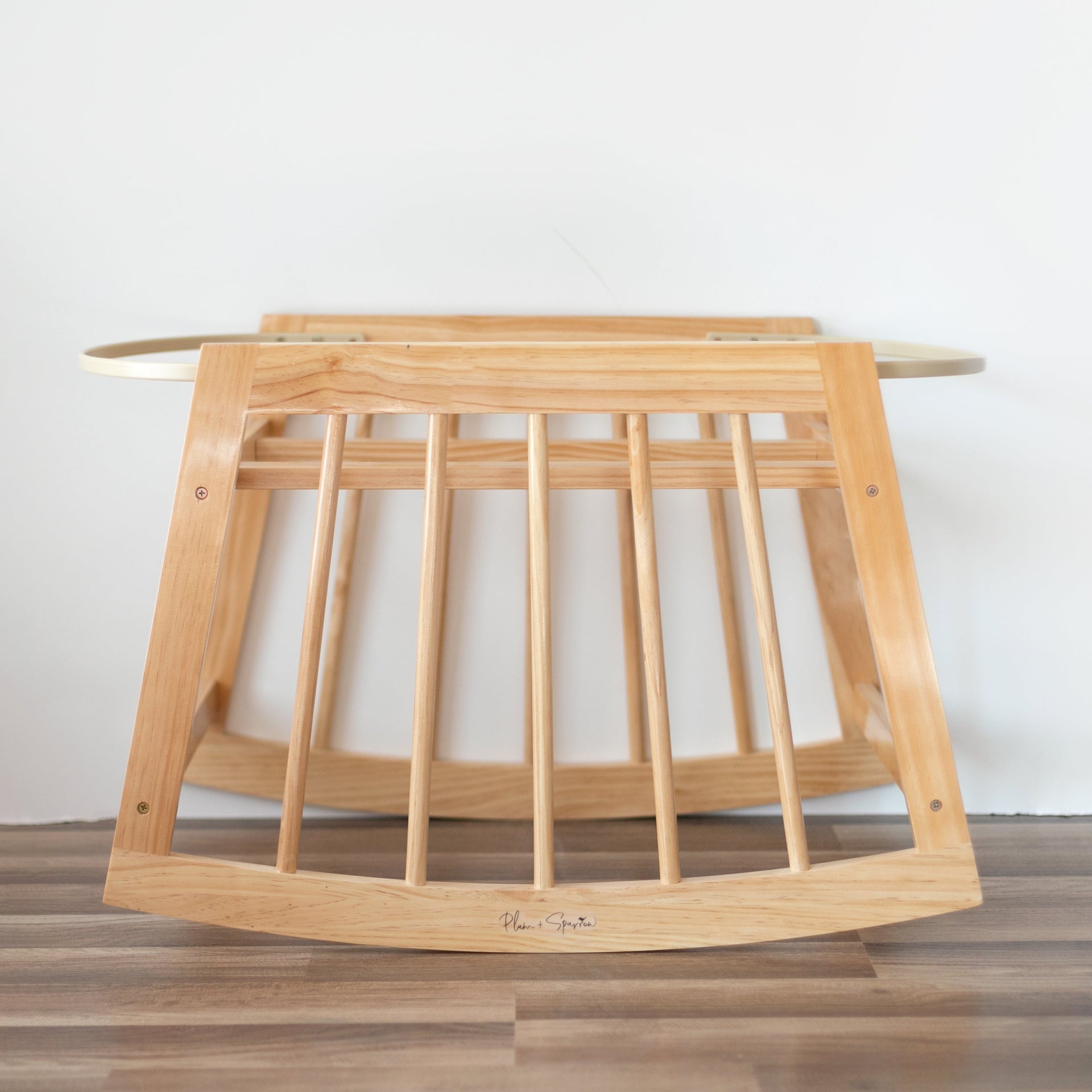 Modern Rocking Moses Bassinet Stand with Brake in Natural