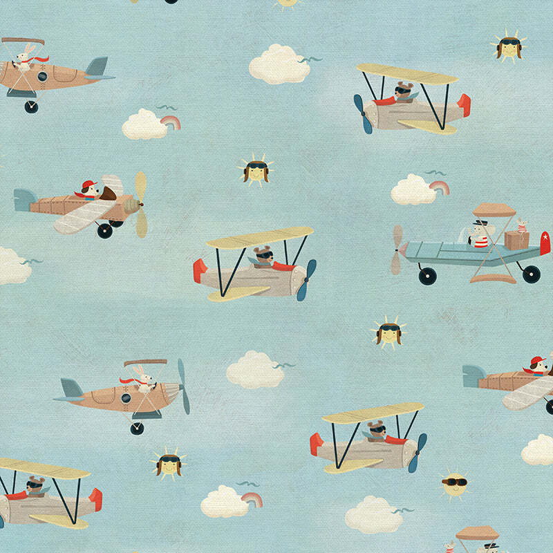 Custom Made Fitted Sheet for Moses Basket in Vintage Airplanes