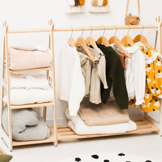Wooden children's clothing rack
